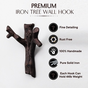 Wholesale Iron Metal Tree Branch <b>Wall</b> <b>Hook</b> 2 <b>Hooks</b> Heavy Duty Clothing Storage Decorative <b>Hooks</b> - Product Image 4