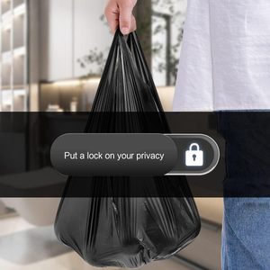 Bolsas de basura portátiles con asa, bolsas de basura desechables gruesas para el hogar, organizador de residuos, color negro - Product Image 5