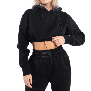 Sweat à capuche court personnalisé pour femme, 100 % coton, séchage rapide, respirant, décontracté, coupe oversize, avec design personnalisé - Product Image 1