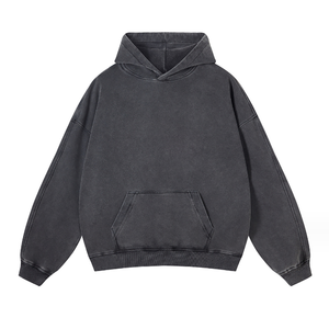 <b>Oversized</b> Washed Grey Hoodie for Men & Women – Premium Heavyweight <b>Vintage</b> Pullover <b>Sweatshirt</b> with Kangaroo Pocket - Product Image 2
