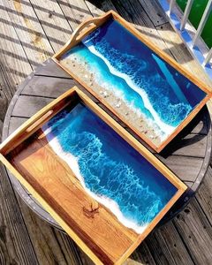 Elegant Resin And Wooden <b>Tray</b> With Premium Finish For Serving Drinks Snacks And Home Decor Accessories - Product Image 3