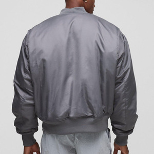 Chaqueta Bomber Gris para Hombre, Casual, con Cierre, Cuello Alto, Corte Regular, Prenda Exterior de Poliéster para Otoño - Product Image 5