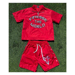 Conjunto de Chaqueta Cortavientos Personalizada de Alta Calidad para Hombre, Sudadera con Botones Laterales y Pantalones Cortos, Chaqueta Cortavientos de Nailon con Cremallera, Sudaderas con Capucha y Pantalones Cortos - Product Image 2