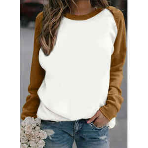 Sudadera de Manga Larga con Bloques de Color para Mujer, Cuello Redondo, Informal, de Punto, de Algodón, Estilo Otoñal, Corte Regular - Product Image 2