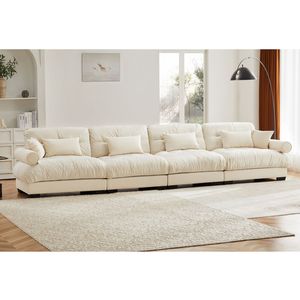 Divano Componibile in Velluto Super Confortevole e Oversize con Pouf Mobile, Braccioli Imbottiti e Seduta Profonda per Soggiorno - Product Image 2