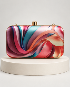 Pochette de soirée rectangulaire pour femme, motif abstrait, en tissu de coton imperméable, avec broderie et fermeture à bouton, pour fêtes et mariages - Product Image 1