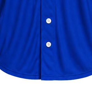 Maillot de baseball bleu roi pour femme avec écusson brodé, manches courtes, col en V boutonné, bordure blanche, tenue de sport décontractée pour équipe - Product Image 6