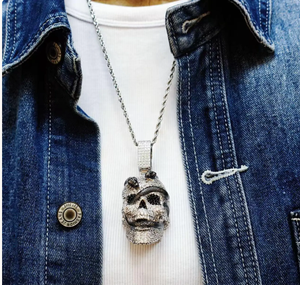 Moissanite Diamond <b>Skull</b> Pendant 925 Sterling Silver Gothic Hip Hop Jewelry <b>gift</b> for unisex - Product Image 5