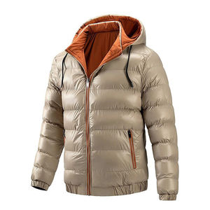 <b>Men's</b> Waterproof Breathable Quick-Dry Hooded Bubble <b>Jacket</b> Full-Zip Polyester Winter Casual Outdoor Wear - Product Image 3
