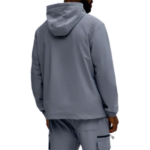 Chaqueta cortavientos con capucha y cremallera de un cuarto para hombre, con bolsillos, informal, para exteriores, de poliéster, de ajuste holgado, conjunto de chaqueta para hombre - Product Image 2