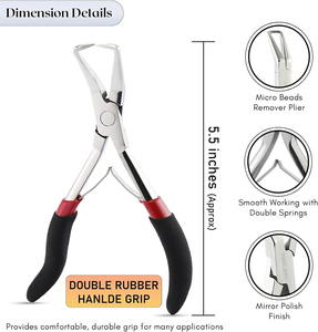 Kit d'outils pour extensions de cheveux TEEJAY en acier inoxydable noir mat, pinces, micro-anneaux, aiguilles à boucle, clips à maintien fort - Product Image 4
