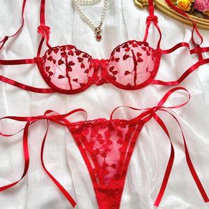 Conjunto de Lencería de Encaje Negro para Mujer, 2 Piezas, Bralette y Braguita Sexy, Diseño Transparente - Product Image 4