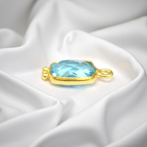 Venta al por mayor de dijes de topacio azul con bisel para cojín, colgantes de joyería hechos a mano - Product Image 2