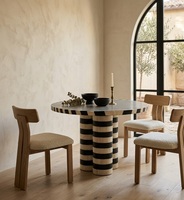 Table d'appoint ronde moderne en bois de noyer avec incrustation en résine d'os polie, mobilier de maison durable