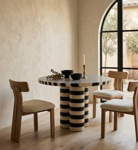 Table d'appoint ronde moderne en bois de noyer avec incrustation en résine d'os polie, mobilier de maison durable - Product Image 3
