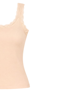 Camisola de Algodón con Encaje Beige Personalizada para Mujer, Corte Ajustado, Sin Mangas, Estilo Casual de Verano, Suave, Transpirable, Estilo Básico para el Día a Día - Product Image 2