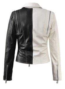Recién llegado, chaqueta de cuero genuino para mujer en blanco y negro, chaqueta de cuero transpirable de alta calidad/hecha en Pakistán para mujer - Product Image 2