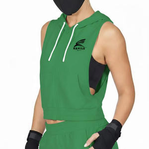 Débardeur de sport OEM de haute qualité, sans manches, pour musculation, coupe ajustée, avec capuche, en mélange de coton, basique - Product Image 3