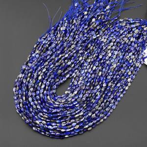 Chaîne de perles en lapis-lazuli bleu naturel facetté en forme de feuille pour la fabrication de bijoux DIY en gros - Product Image 4