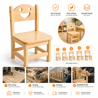 Silla de Comedor Montessori de Madera Maciza para Niños Preescolares, Muebles de Jardín de Infancia con Certificación de Seguridad Ecológica y Diseño Apilable