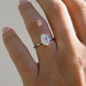 Statement 3.30ct <b>Oval</b> Cut <b>Moissanite</b> <b>Engagement</b> <b>Ring</b> Brilliant Solitaire Luxury Wedding Proposal Bridal Jewelry for Women - Product Image 4