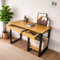 Pupitre d'enseignant en pin au design moderne avec tiroir et bande de PVC, mobilier scolaire commercial en provenance des Philippines, vente en gros
