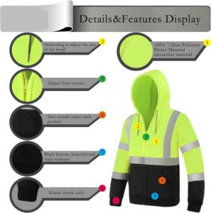 Veste de sécurité réfléchissante imperméable pour hommes, gilet de sécurité haute visibilité classe 2, vestes en polyester pour hommes - Product Image 4