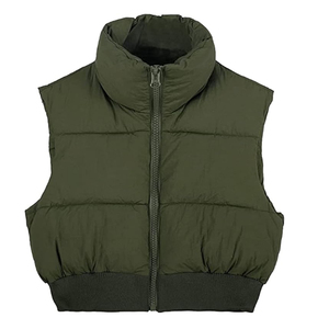 Nuevo Chaleco Acolchado de Cuello Alto para Mujer al por Mayor, con Cierre de Cremallera, Color Sólido, Ropa Exterior Casual de Longitud Corta con Relleno de Poliéster - Product Image 3
