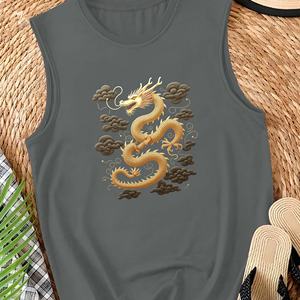 Gilet en tricot décontracté pour femme, design traditionnel du dragon doré, avec logo sur le devant - Product Image 4