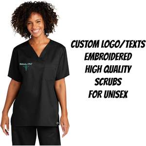 เสื้อขัดมีกระเป๋าคอวีสำหรับทุกเพศเสื้อปักโลโก้ตำราชุดยูนิฟอร์มโรงพยาบาลหลากสีสำหรับ WW3160 2025 - Product Image 4