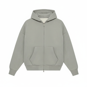 Unisex Oversized <b>Hooded</b> <b>Zip</b>-Up Sweatshirt Solid Color Cotton French Terry Casual Winter Wear Digital Printing Breathable - Product Image 3