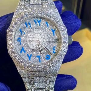 Splendide coffret cadeau de bijoux : Montre pour homme avec diamants, boîtier 28 mm, analogique, quartz, cristal saphir, moissanite, argent, mouvement ETA, étanche 10 m - Product Image 2