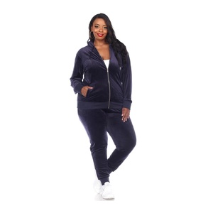 Costume deux pièces pour femmes, survêtement en velours à capuche et fermeture éclair, haut de gamme, livraison directe, pas cher - Product Image 5