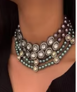 Luxury Kundan Pearl Choker Necklace Royal Multi Layered <b>Beaded</b> Choker Statement Kundan Polki Choker <b>Set</b> Necklace for Women - Product Image 2
