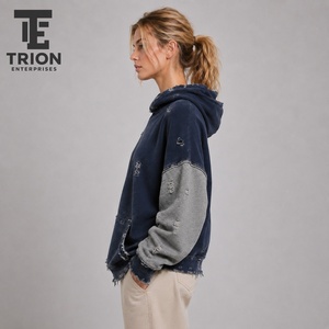 Custom <b>Women</b> Distressed <b>Hoodie</b> Crafted With Premium Materials <b>Soft</b> Fleece Interior And OEM ODM Private Label Manufacturing - Product Image 6