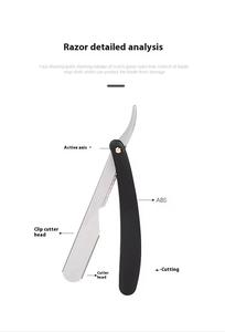 Cuchilla de afeitar plegable con mango de plástico y hoja de acero inoxidable para hombres, uso en barbería, diseño de una sola hoja - Product Image 3