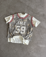 T-shirt camouflage surdimensionné à épaules tombantes de haute qualité avec logo personnalisé pour homme, ensemble deux pièces streetwear, maillot de basket, tee-shirt graphique