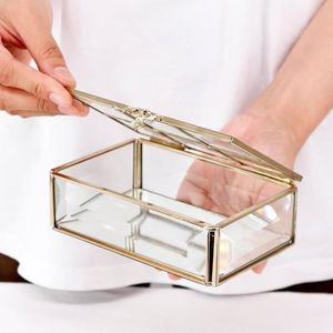 Boîte de rangement en verre biseauté noir personnalisée et faite à la main avec cadre métallique pour organiser les bijoux, boîte de rangement en métal et en verre - Product Image 2
