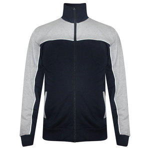 Ensemble de survêtement unisexe bleu marine et gris, blocs de couleur, manches longues, fermeture à cordon, poches latérales, tenue décontractée, saison automne, léger - Product Image 6