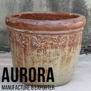 Vintage Rustic Clay Flower Pots Glazed <b>Circular</b> Design Eco-Friendly Drainage Hole for Garden Outdoor Use - Product Image 3
