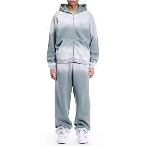Acid Washed Hooded Rhinestone Silk Screen Printed Tracksuits Private Label Winter 100% Cotton Breathable Unisex - Product Image 6