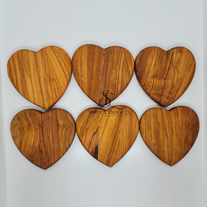 Heart-Shaped Wooden <b>Coaster</b> <b>Set</b>. Premium Natural Grain Olive Wood Love Drink Mats For Romantic Wedding Home Table Decor - Product Image 6