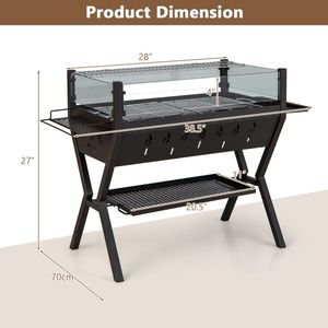 Barbecue da campeggio con griglia a carbone con protezione del vento e ripiani per condimenti - Product Image 2