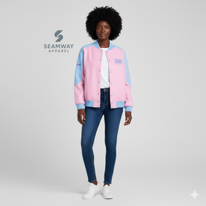 แจ็คแอนด์จิล ออฟ อเมริกา เสื้อแจ็คเก็ตผ้าคอตตอนทวิลสำหรับผู้หญิง แจ็คเก็ตเบสบอลสไตล์วาร์ซิตี้สำหรับมอเตอร์สปอร์ต แจ็คเก็ตนักขี่มอเตอร์ไซค์ความเร็วสูง - Product Image 4