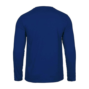 เสื้อยืดแขนยาวผู้ชาย สีน้ำเงินล้วน คอกลม ทรงปกติ ผ้าถัก สไตล์ลำลอง - Product Image 2