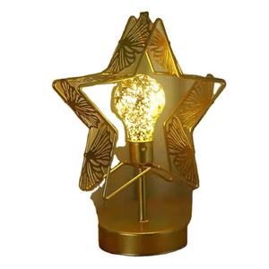 Cuerpo en forma de estrella recubierto de oro Venta caliente Lámpara de mesa de metal de forma redonda de latón antiguo único decorativo para el hogar y el hotel - Product Image 1