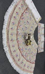 Lehenga Choli de créateur blanc multicolore brodé avec dupatta en résille – Lehenga de mariée à motifs floraux riche pour mariage et soirée - Product Image 5
