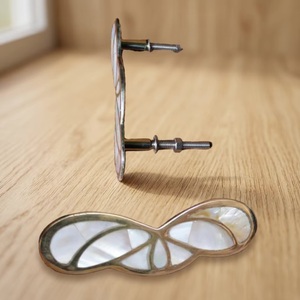Infinity Shape Brass Furniture <b>Handle</b> With Mother Of Pearl Inlay Contemporary Design Durable <b>Pull</b> Knob For Cabinet <b>Door</b> - Product Image 2