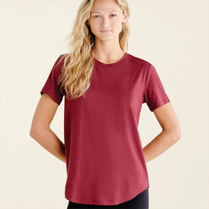 Camiseta de Mujer a la Moda, Personalizada, Corte Ajustado, Cuello Redondo, Manga Corta, Mezcla de Algodón, Proveedor Mayorista de Fábrica OEM ODM - Product Image 5