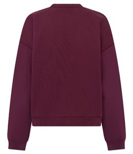 Sudadera de Cuello Redondo Color Borgoña para Hombre, 100% Algodón, Felpa Francesa, Corte Holgado, Estilo Casual, Color Sólido, Ecológica, para Invierno - Product Image 4